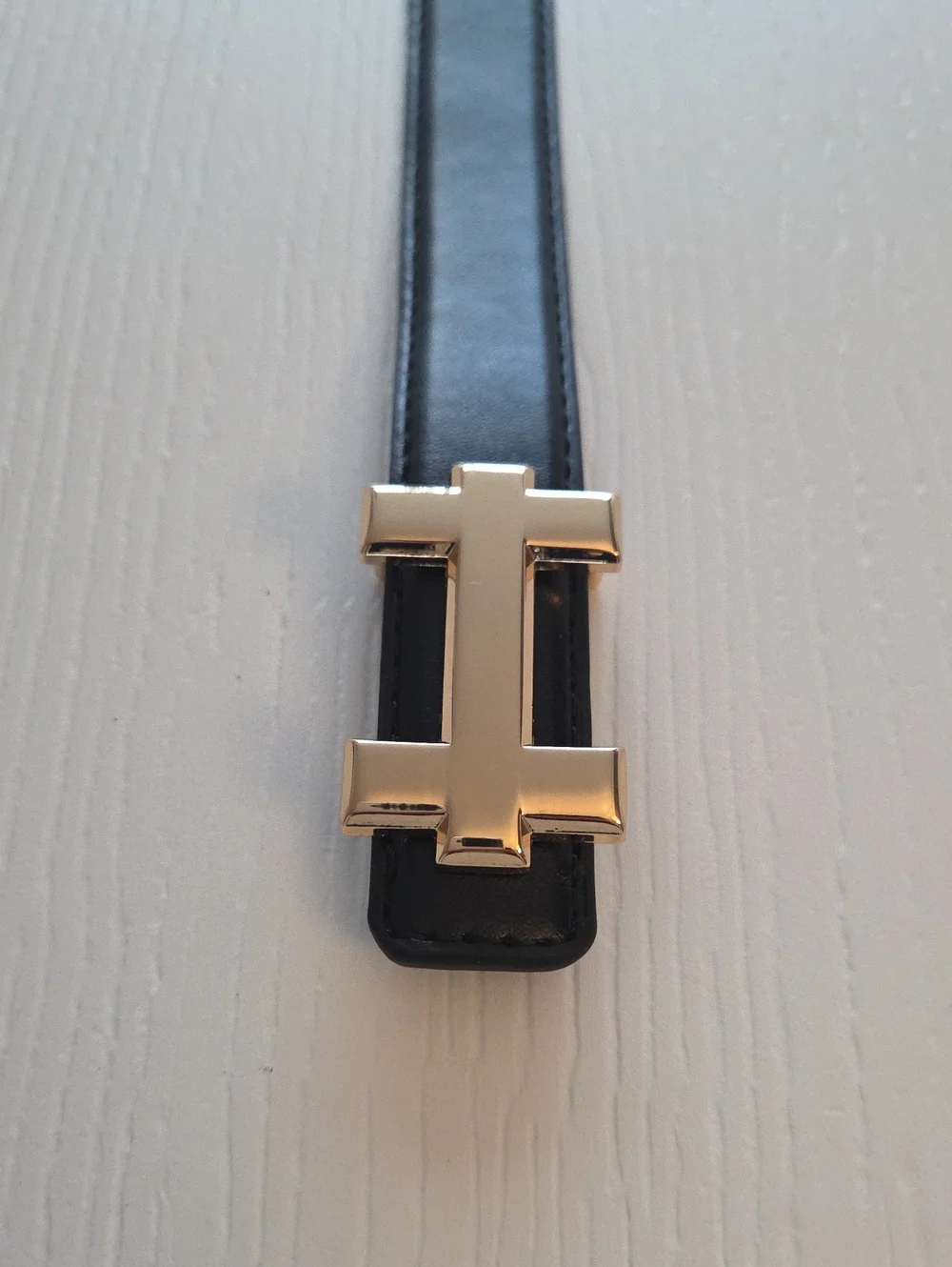 Black Belt With Gold H Buckle